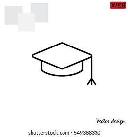 Graduation Hat Cap Line Art Icon