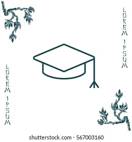 Graduation hat cap line art icon