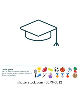 Graduation hat cap line art icon
