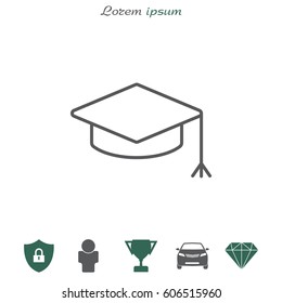 Graduation hat cap line art icon