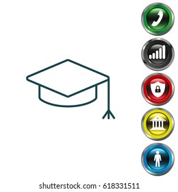 Graduation hat cap line art icon