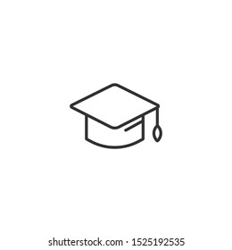 Graduation hat cap line icon in simple design on a white background