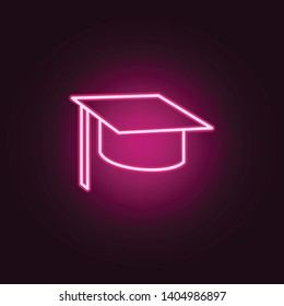 Graduation hat cap neon icon. Elements of Sciene set. Simple icon for websites, web design, mobile app, info graphics