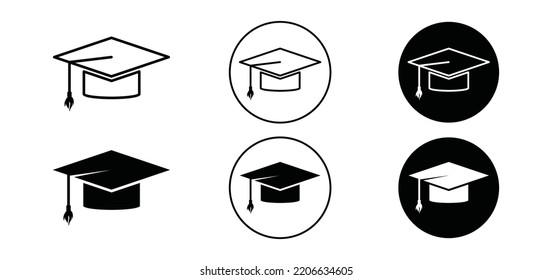 Graduation hat caps icon vector set. Academic hat or cap sign symbol icon vector