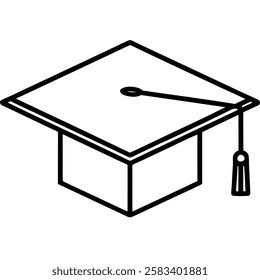 Graduation hat and certificate icon flat design vector illustration vector illustration line art