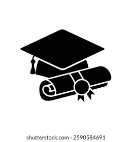 graduation hat and certificate icon vector