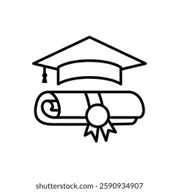 graduation hat and certificate icon vector