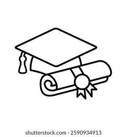 graduation hat and certificate icon vector