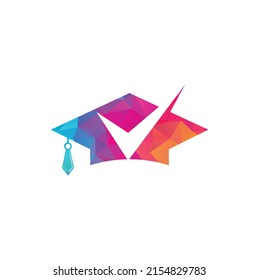 Graduierungsmütze und Logo-Design prüfen. Design des Bildungslogos und Markenlogo.