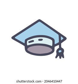 Graduation Hat Color Vector Doodle Simple Icon