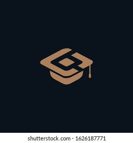 Graduation Hat Combine letter B and letter C Logo Designs