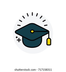 Graduation hat concept Isolated Line Vector Illustration editable Icon