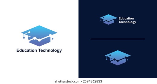 graduation hat and connection logo design, education network logo, collage, study, symbol, icon, idea, creative.