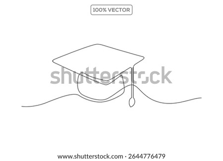 graduation hat continuous cap lineart vector illustration on transparent background template