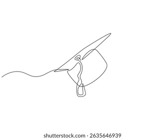 Graduation hat continuous line. Continuous one line drawing of graduation cap. Graduation, celebration, achivement concept. Single line drawing