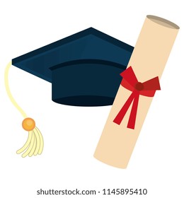 graduation hat with diploma