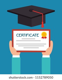 graduation hat with diploma