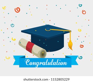 graduation hat with diploma