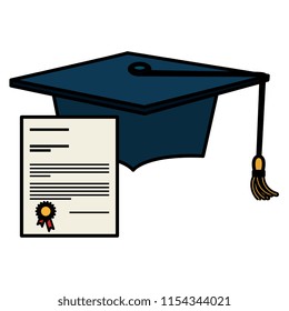 graduation hat with diploma