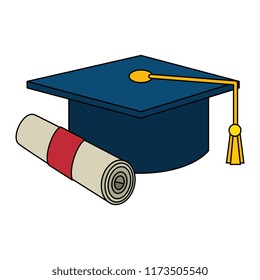 graduation hat with diploma
