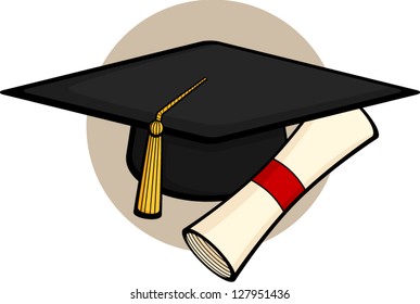 graduation hat with diploma