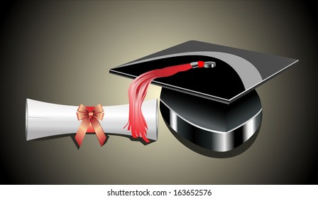 Graduation hat and Diploma