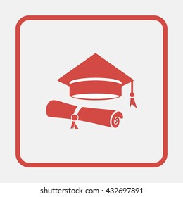 Graduation hat and graduation diploma.