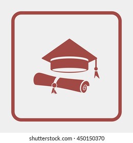 Graduation hat and graduation diploma.