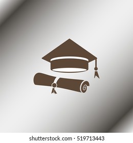 Graduation hat and graduation diploma.