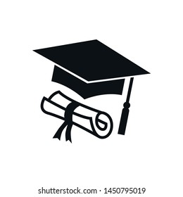 Graduation Hat Diploma Icon Logo