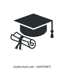 Graduation hat diploma icon vector