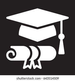 Graduation hat and diploma icon, vector illustration