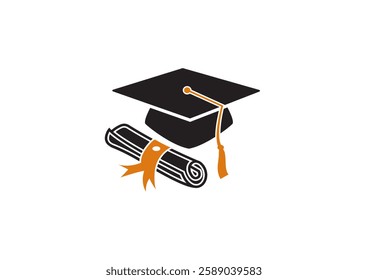 Graduation hat and diploma line icon, outline vector sign, linear style pictogram isolated on white. Symbol, logo illustration. Editable stroke. Pixel perfect