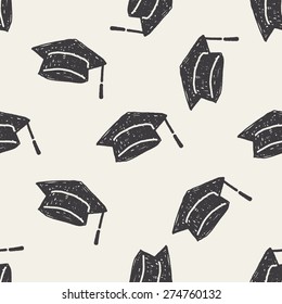 Graduation Hat Doodle Seamless Pattern Background