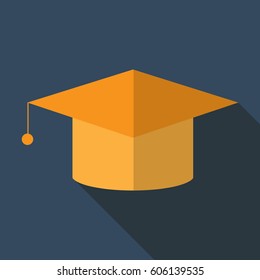 Graduation hat flat icon