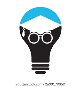 Ilustración vectorial de diseño de logotipo de sombrero y gafas de graduación.
