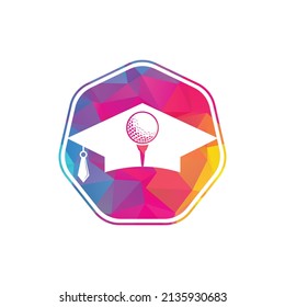 Graduation hat and golf ball logo design. Golf School Icon Logo Design Element. 