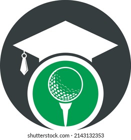 Graduation hat and golf ball logo design. Golf School Icon Logo Design Element. 