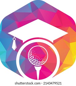 Graduation hat and golf ball logo design. Golf School Icon Logo Design Element. 