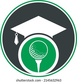 Graduation hat and golf ball logo design. Golf School Icon Logo Design Element. 