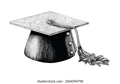 Graduation Hat Hand Drawing Vintage Engraving Illustration