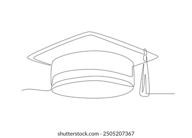 Graduation hat. Graduation hats concept one-line drawing