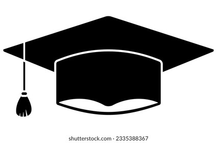 Graduation hat icon. Academic cap silhouette. Vector illustration isolated on white.