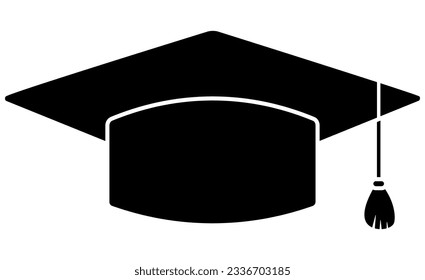 Graduation hat icon. Academic cap silhouette. Vector illustration isolated on white.