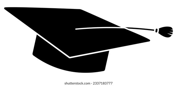 Graduation hat icon. Academic cap silhouette. Vector illustration isolated on white.