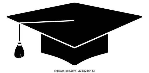 Graduation hat icon. Academic cap silhouette. Vector illustration isolated on white.
