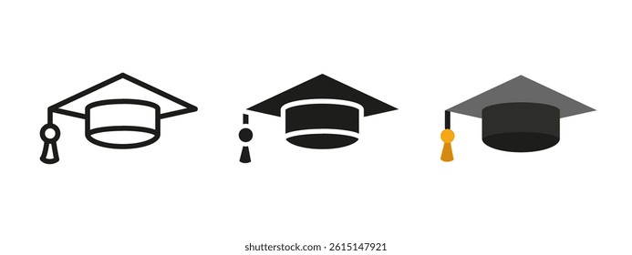 Graduation hat icon. Academic cap vector illustration. Symbol of student achievement and completion of studies. Education and university success emblem. Recognition of learning and academic milestones