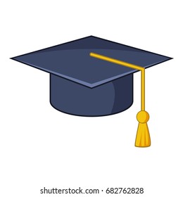 Graduation hat icon. Cartoon illustration of graduation hat vector icon for web design