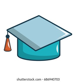 Graduation hat icon. Cartoon illustration of graduation hat vector icon for web design