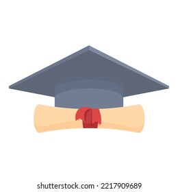 Graduation, die Symbol-Cartoon-Vektorgrafik. Diplomauszeichnung. Geschenkrahmen